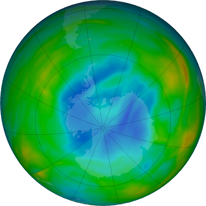 Antarctic ozone map for 26 June 2018